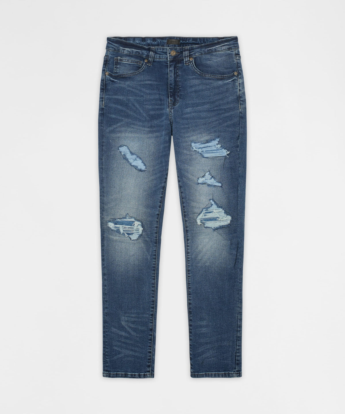 Classic Distressed Skinny Jeans - Medium Indigo